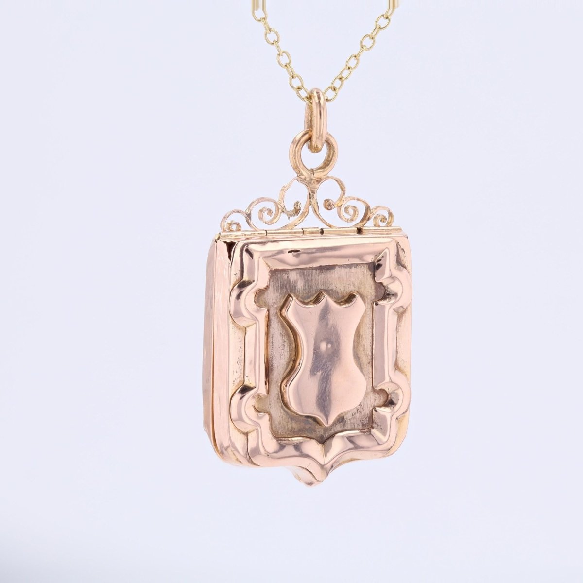 Pendentif ancien écusson en or rose - Castafiore