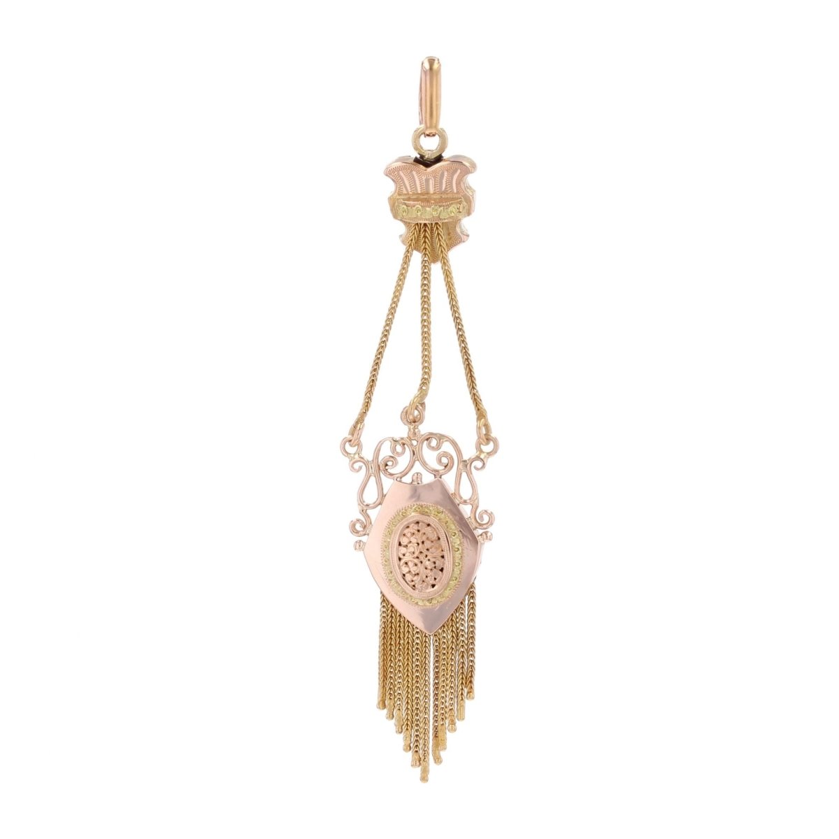 Pendentif ANCIEN Écusson en or rose et jaune - Castafiore