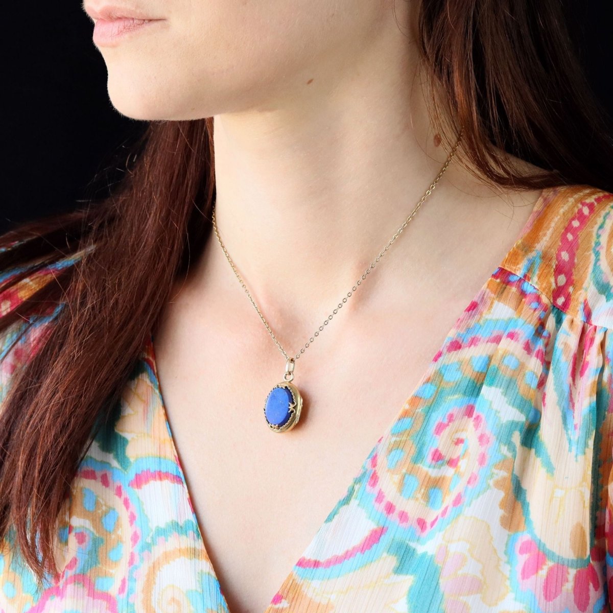 Antique lapis lazuli medallion