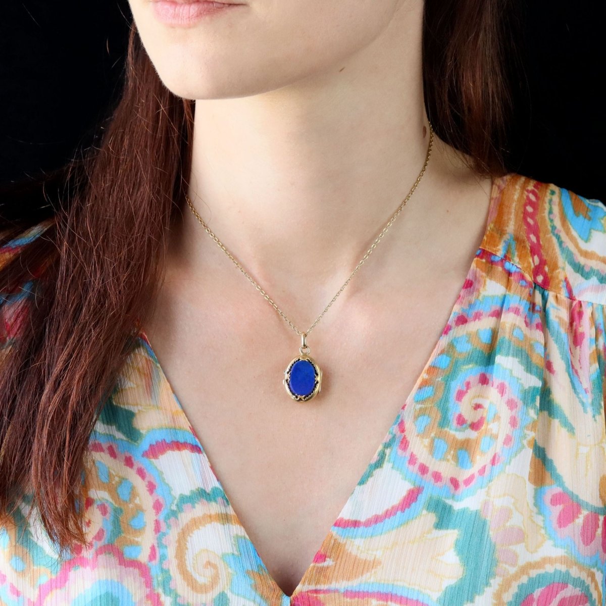 Antique lapis lazuli medallion