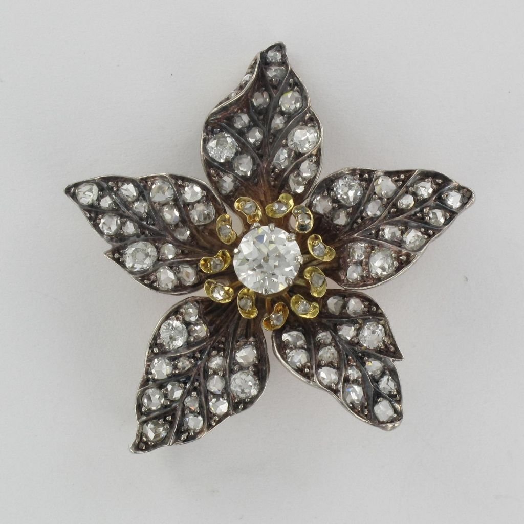 Pendentif ancien fleur diamants - Castafiore