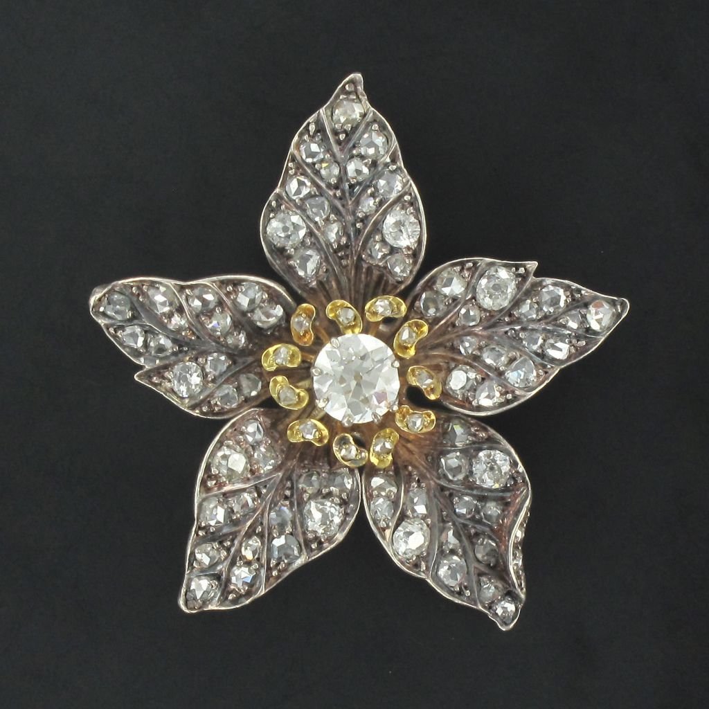 Pendentif ancien fleur diamants - Castafiore