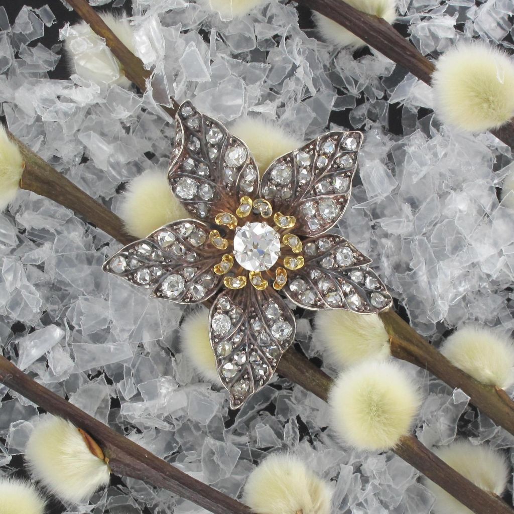 Pendentif ancien fleur diamants - Castafiore