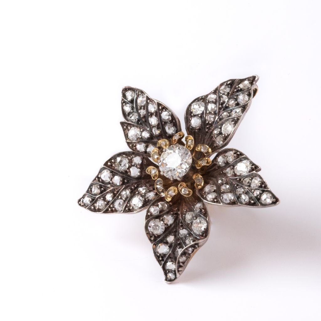 Pendentif ancien fleur diamants - Castafiore