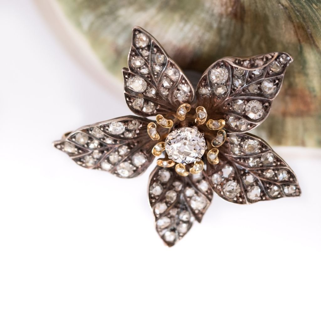 Pendentif ancien fleur diamants - Castafiore
