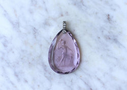 Pendentif Ancien Goutte Intaille Améthyste et Diamants - Castafiore
