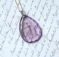 Pendentif Ancien Goutte Intaille Améthyste et Diamants - Castafiore