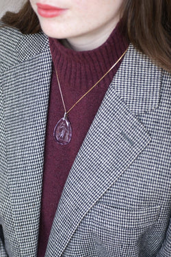 Pendentif Ancien Goutte Intaille Améthyste et Diamants - Castafiore