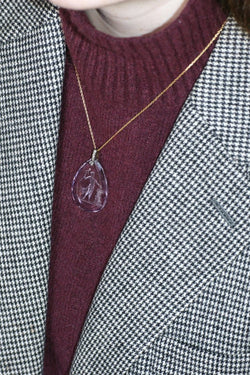 Pendentif Ancien Goutte Intaille Améthyste et Diamants - Castafiore