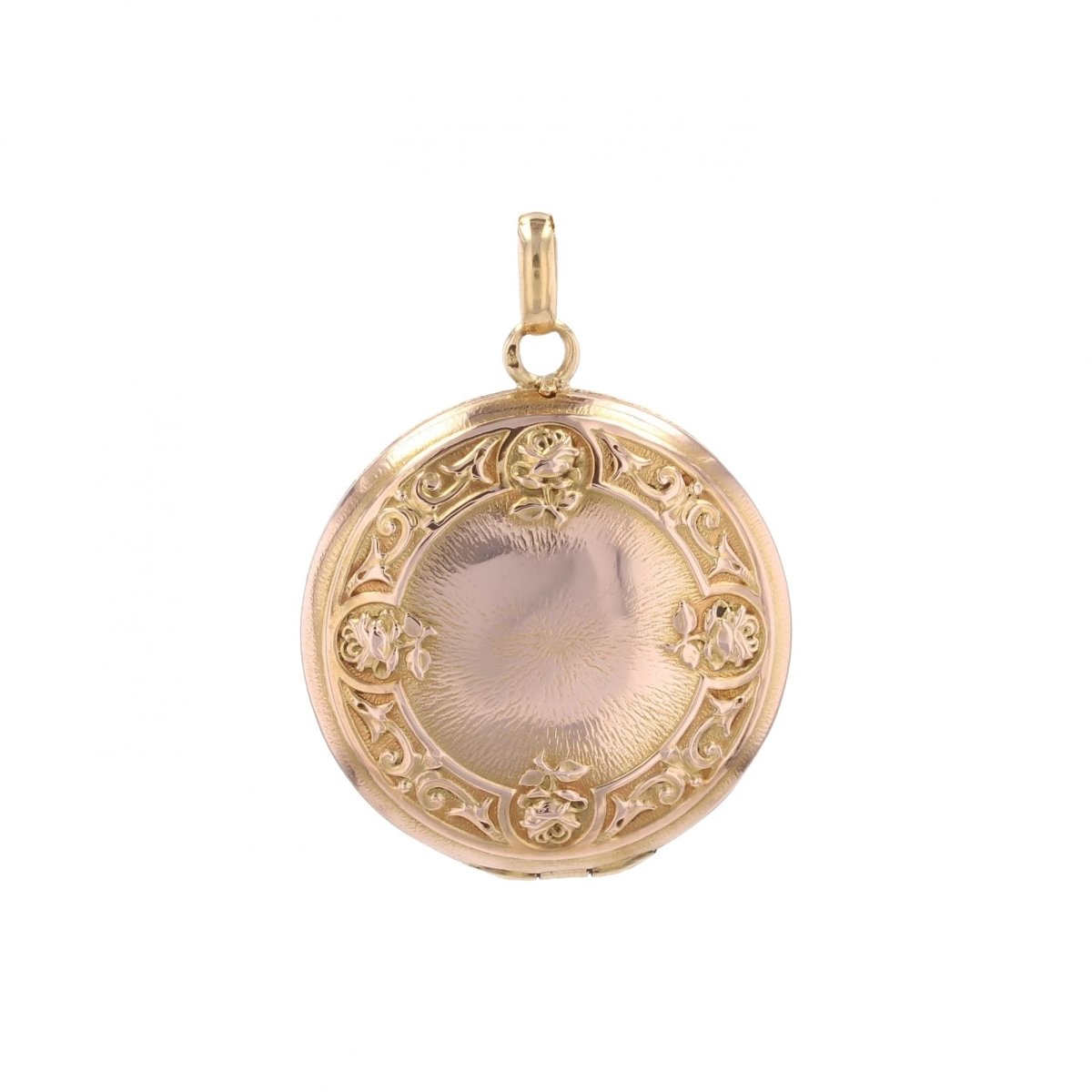 Pendentif ANCIEN Médaillon ciselé en or rose - Castafiore