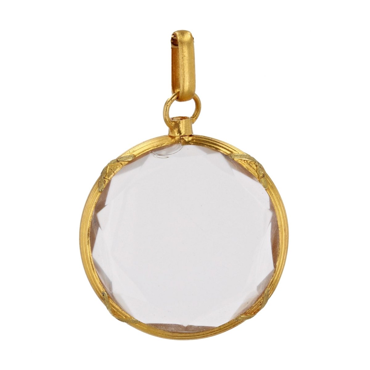 Pendentif ANCIEN Médaillon en or jaune et verre - Castafiore