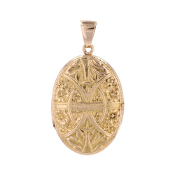 Pendentif ANCIEN Médaillon floral en or rose - Castafiore