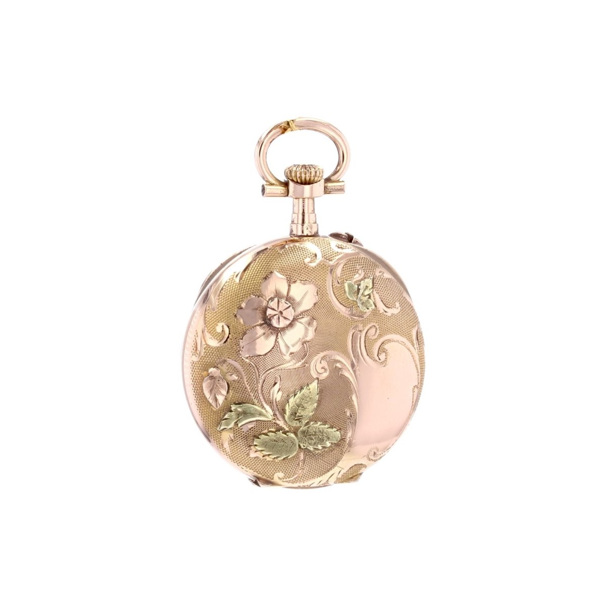 Pendentif ANCIEN Montre en or rose et or vert - Castafiore