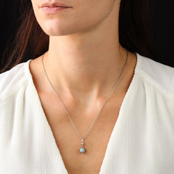 Pendentif ANCIEN Opale et diamant en or jaune et platine - Castafiore