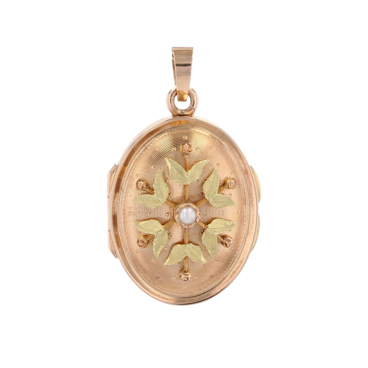 Pendentif ANCIEN Ovale en or rose et or vert perle - Castafiore