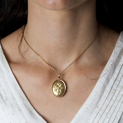 Pendentif ANCIEN Ovale en or rose et or vert perle - Castafiore