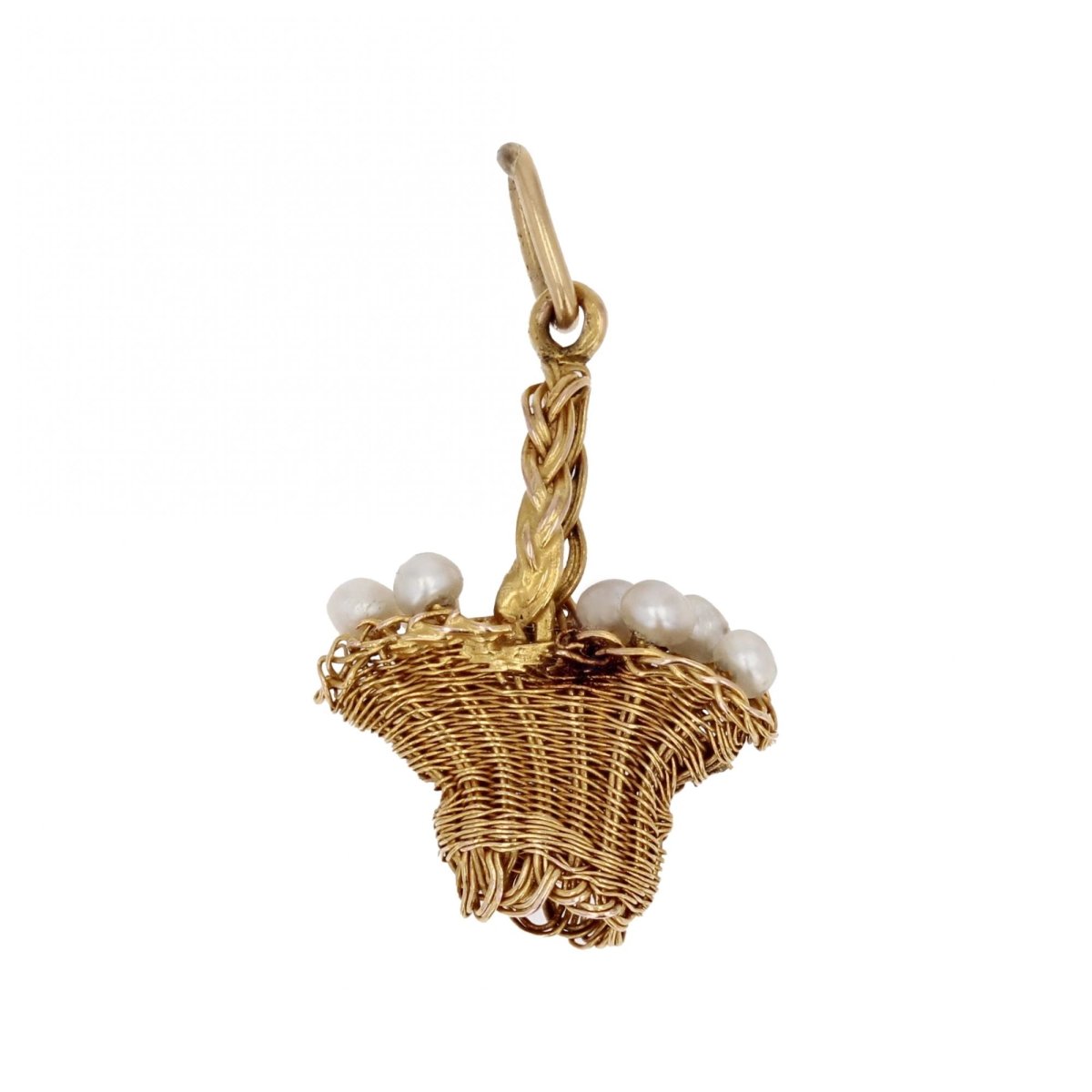 Pendentif ANCIEN Panier en or jaune et perles - Castafiore