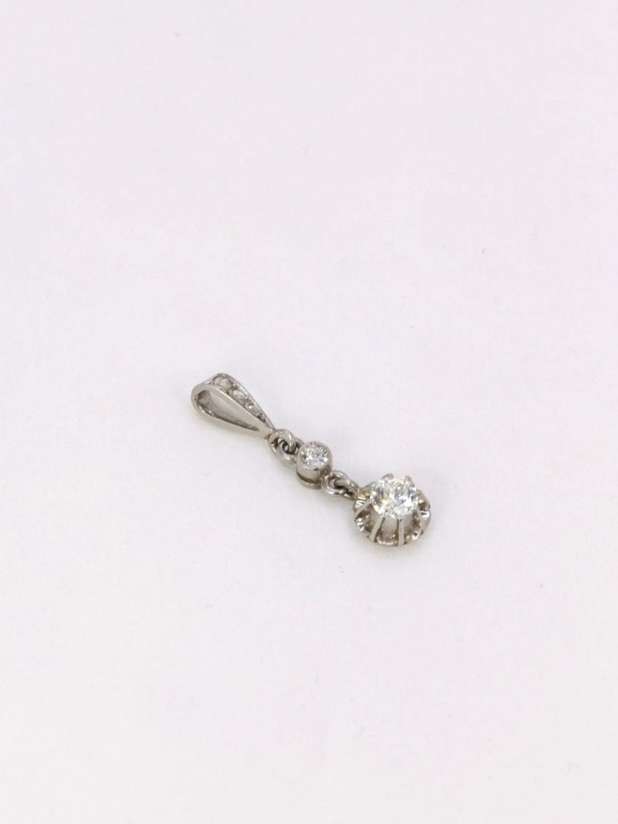 Pendentif ancien platine diamants 0,34 ct - Castafiore