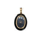 Pendentif ancien Porte - souvenir or argent onyx diamants - Castafiore