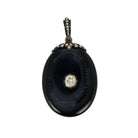 Pendentif ancien Porte - souvenir or argent onyx diamants - Castafiore