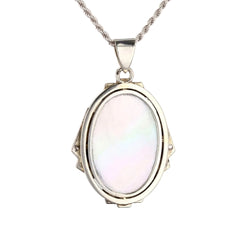 Pendentif art déco en or blanc et nacre et diamants - Castafiore