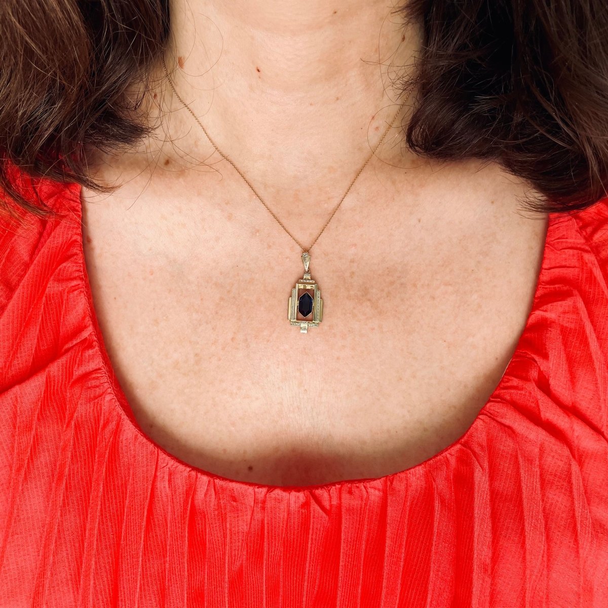 Pendentif Art Déco en or deux tons - Castafiore