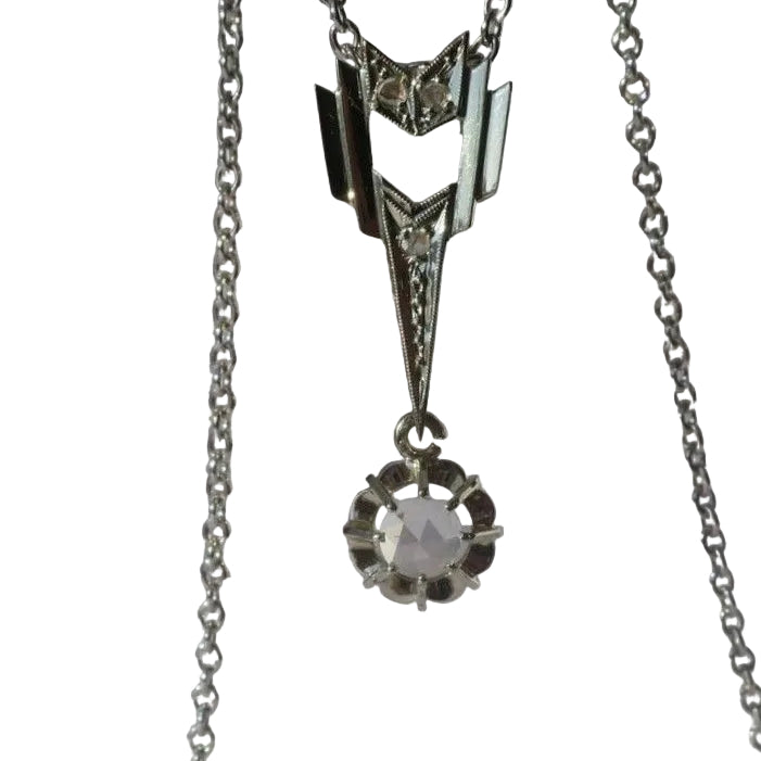 Pendentif Art Déco flèche en or jaune et or blanc et diamants - Castafiore