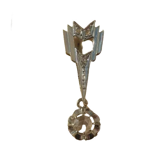 Pendentif Art Déco flèche en or jaune et or blanc et diamants - Castafiore