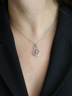 Pendentif Art Deco or blanc platine diamants - Castafiore