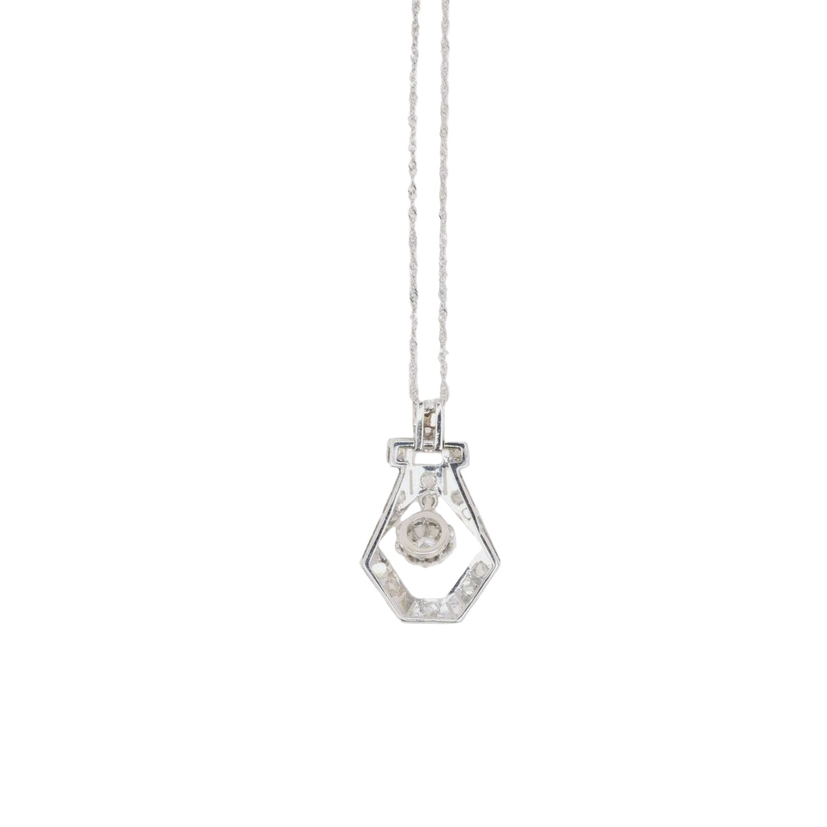 Pendentif Art Deco or blanc platine diamants - Castafiore