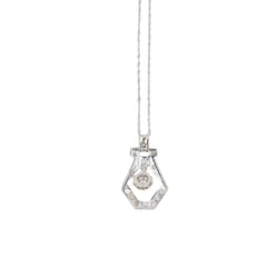 Pendentif Art Deco or blanc platine diamants - Castafiore