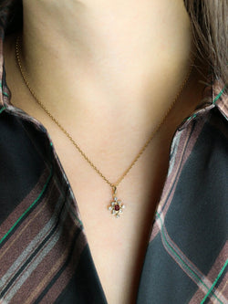 Pendentif Art Deco or jaune diamants rubis - Castafiore