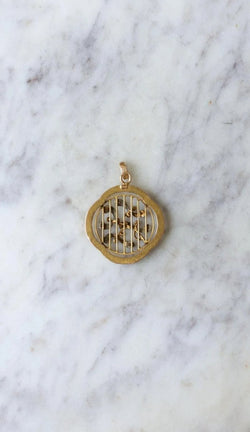 Pendentif Art Nouveau Gui Or jaune Perles et Diamants - Castafiore