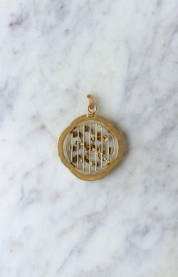 Pendentif Art Nouveau Gui Or jaune Perles et Diamants - Castafiore