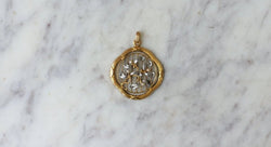 Pendentif Art Nouveau Gui Or jaune Perles et Diamants - Castafiore