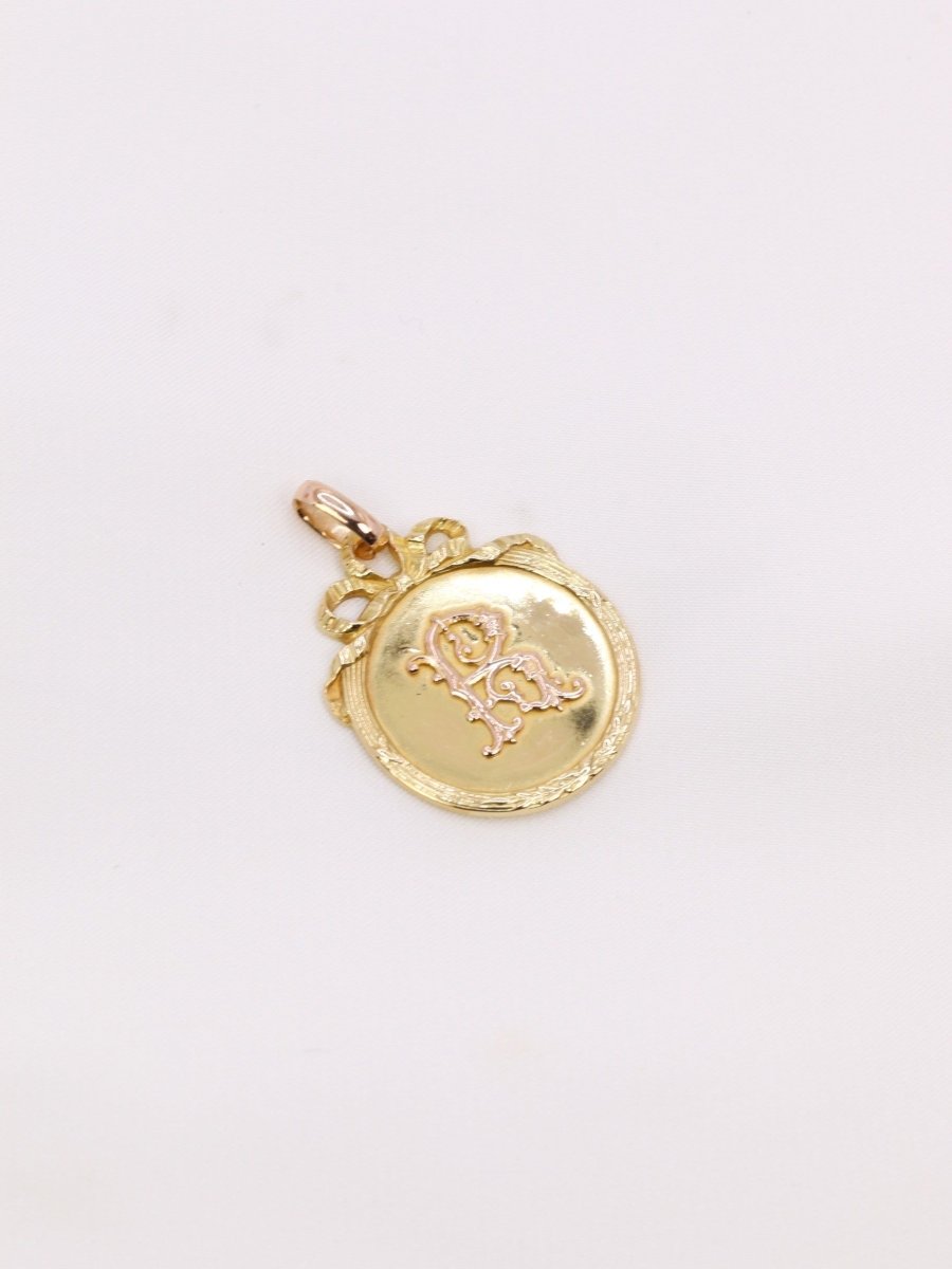 Pendentif Art - Nouveau lettre R or jaune - Castafiore