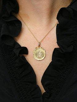 Pendentif Art - Nouveau lettre R or jaune - Castafiore