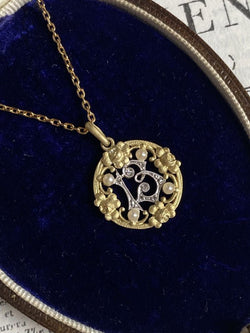 Pendentif Art Nouveau porte bonheur "13" en or 18k - Castafiore