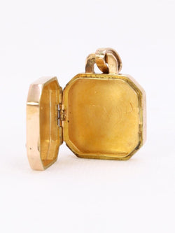 Pendentif Art Nouveau porte photo or rose perles fines - Castafiore