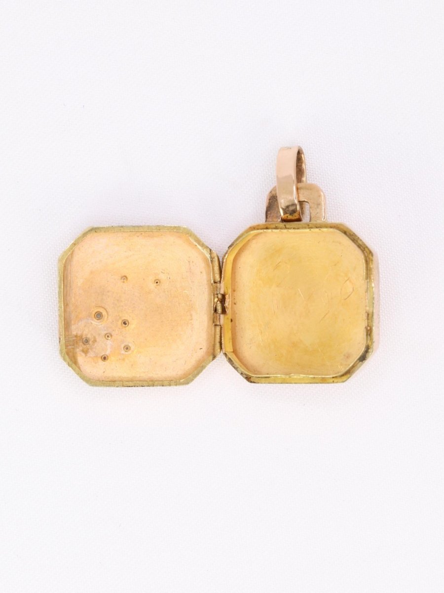 Pendentif Art Nouveau porte photo or rose perles fines - Castafiore