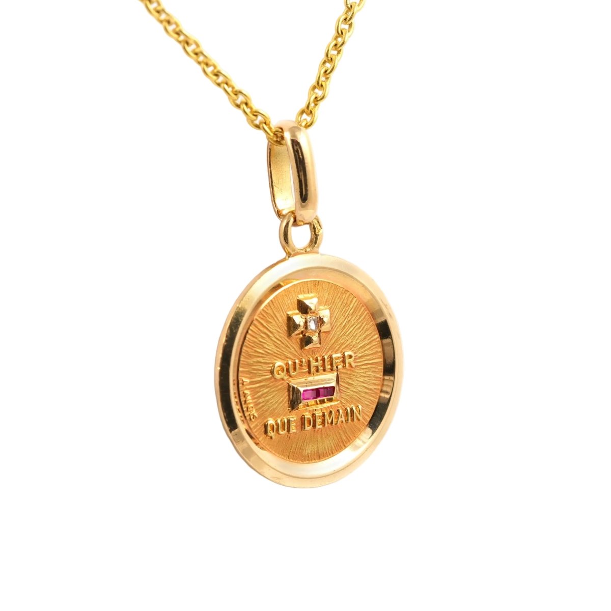 Pendentif AUGIS en or jaune, rubis et diamant - Castafiore