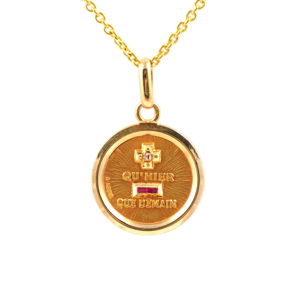 Pendentif AUGIS en or jaune, rubis et diamant - Castafiore