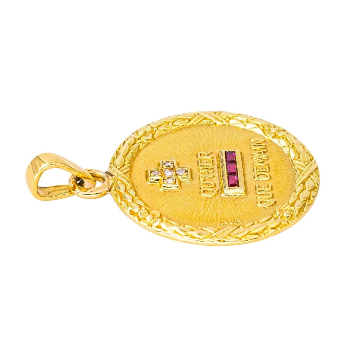Pendentif AUGIS en or jaune, rubis et diamants - Castafiore