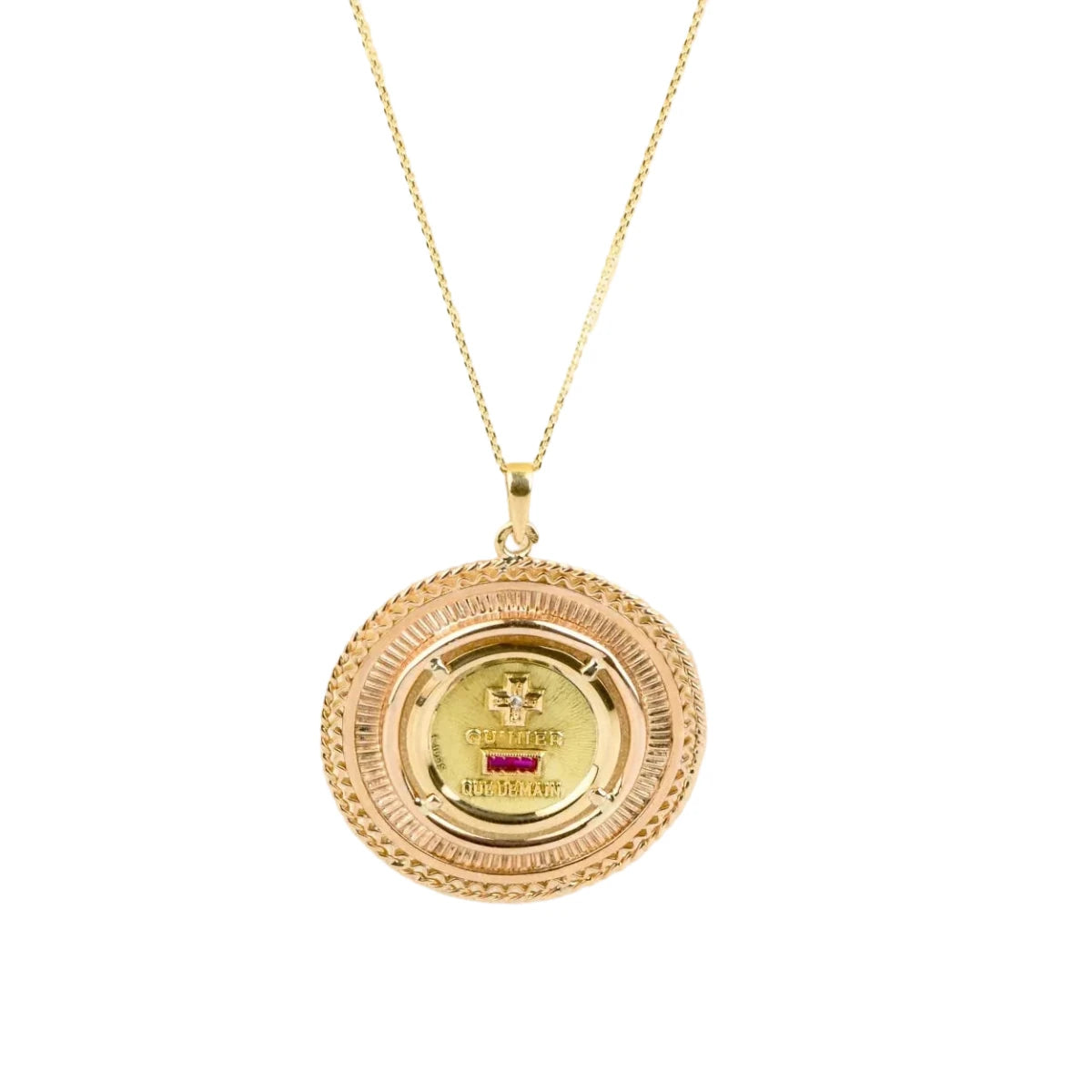 Pendentif AUGIS "+ qu’hier – que demain" en or jaune et rubis - Castafiore