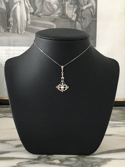 Pendentif Belle Époque en or 18K perle et diamants - Castafiore