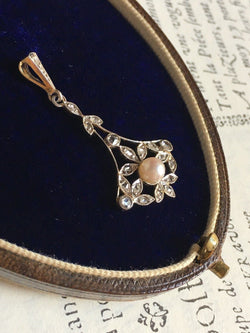 Pendentif Belle Époque en or 18K perle et diamants - Castafiore