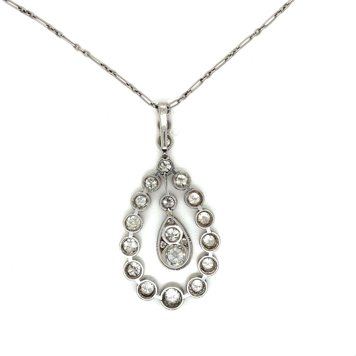 Pendentif Belle Epoque en platine avec diamants - Castafiore