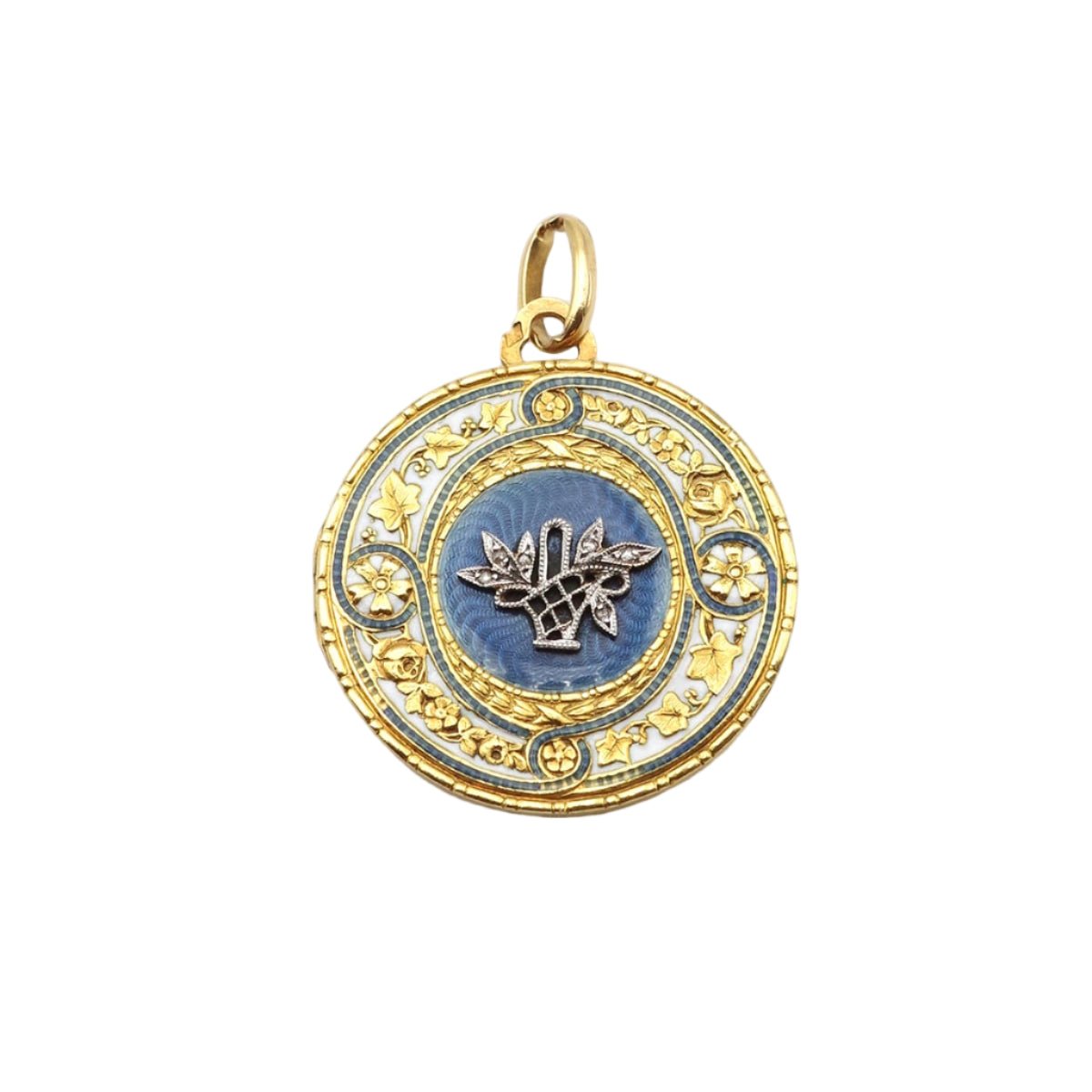 Pendentif BIGARD & GIRARD en or jaune, émail et diamants - Castafiore