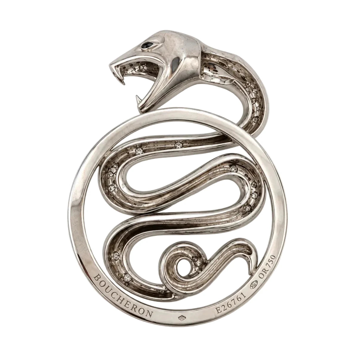 Pendentif BOUCHERON "Trouble Serpent" GM en or blanc et diamants - Castafiore