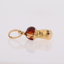 Pendant charm yellow gold enameled mushroom